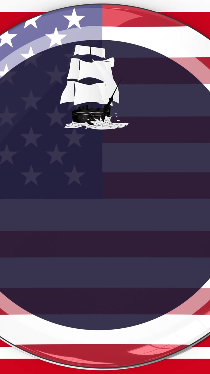 Animazione della bandiera degli Stati Uniti d'America che ruota in cerchio su sfondo di bandiere.