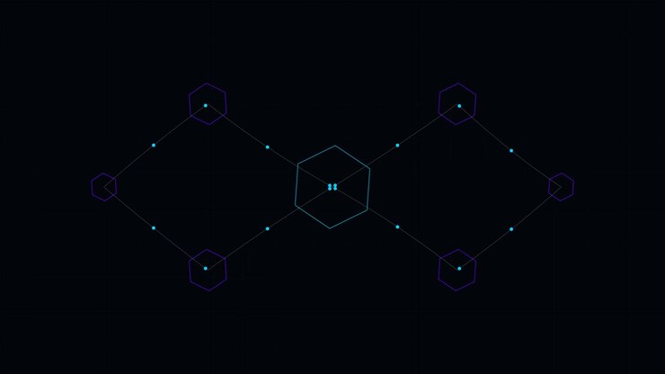 Abstract Digital Network Connection with Pulsing Hexagonal Nodes