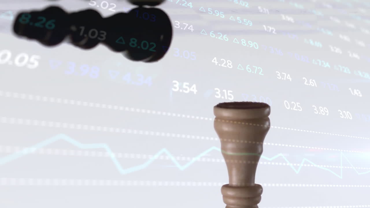 3D render showing turned wooden piece standing with financial data, featuring blue line graph