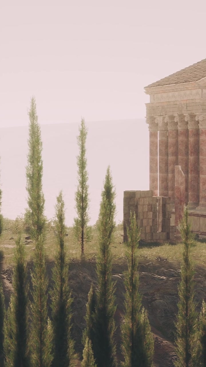Visita a ruinas antiguas cerca de aguas tranquilas durante una tarde soleada.