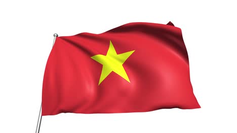 flag of vietnam with fabric structure in the wind (alpha channel, loopable)