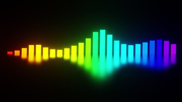 Audio colorful wave animation. Sound wave from equalizer. Looped animation.