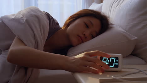 woman waking up in the morning