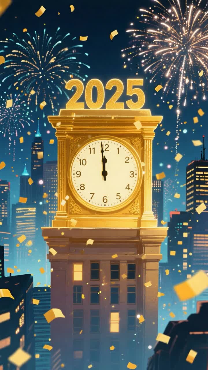 New Year clock at midnight 2025 to 2026