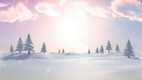 Animation-Von-Schnee,-Der-über-Die-Winterlandschaft-Fällt