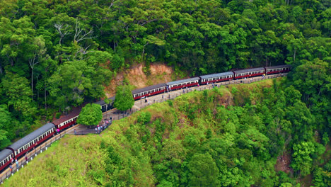 Aerial-View-Of-Kuranda-Railway-In-Australia---drone-shot