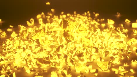 pile of glowing broken gold crystals