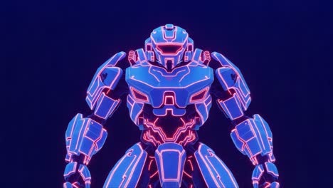 a dynamic transformation of a futuristic robot: capturing the visual emphasis of neon colors and dynamic design in a tech-savvy environment