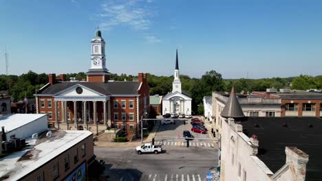 aerial-pullout-versailles-kentucky-with-school-bus-passing-by