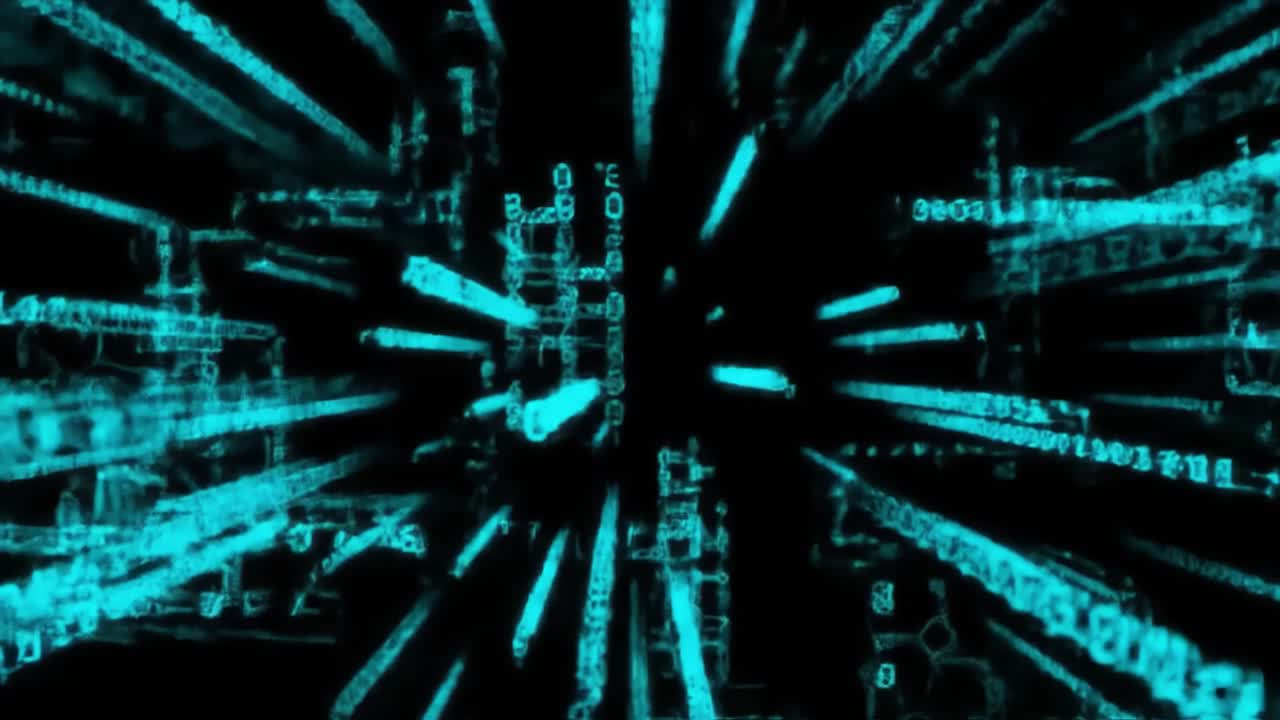 Bright blue data streams create a stunning visual experience, showcasing a futuristic digital environment filled with dynamic patterns and movement.