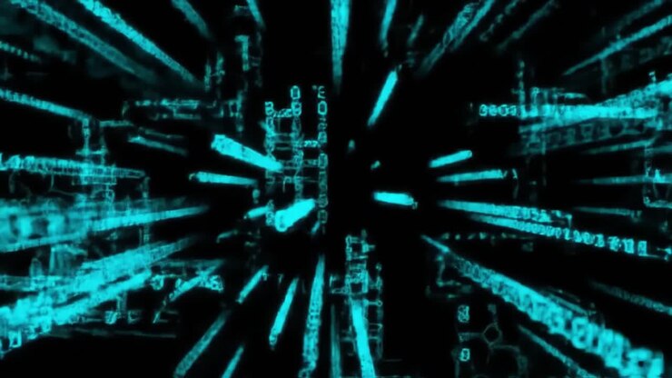 Bright blue data streams create a stunning visual experience, showcasing a futuristic digital environment filled with dynamic patterns and movement.
