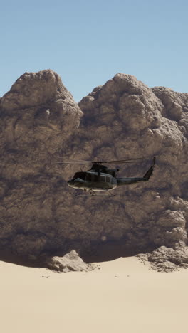 helicopter in desert landscape