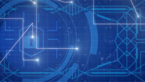 animation of digital data processing over glowing light trails with connections