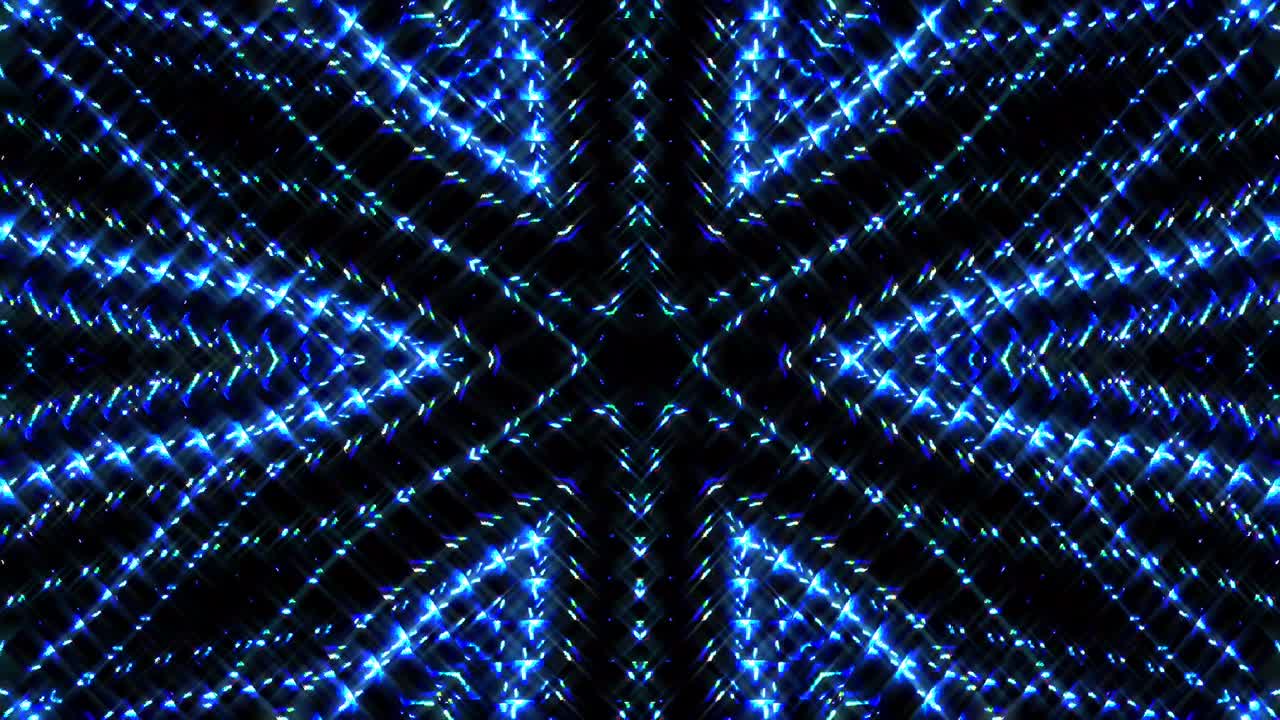 shining bright lines set blue wave motion, colorful, on black background