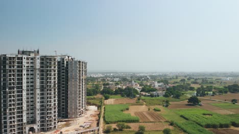 Aerial-View-of-the-Construction-of-the-skyscraper-at-the-outskirt-of-the-city