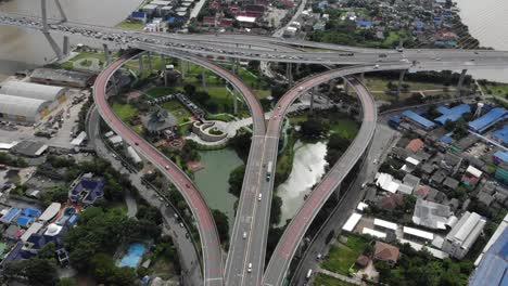 expressway top view, road traffic an important infrastructure