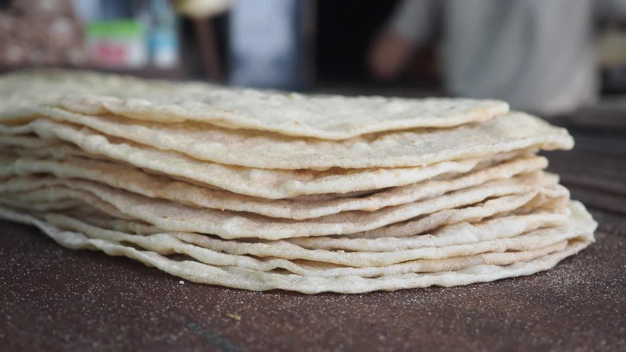Stack of Freshly Made Lavash Flatbread