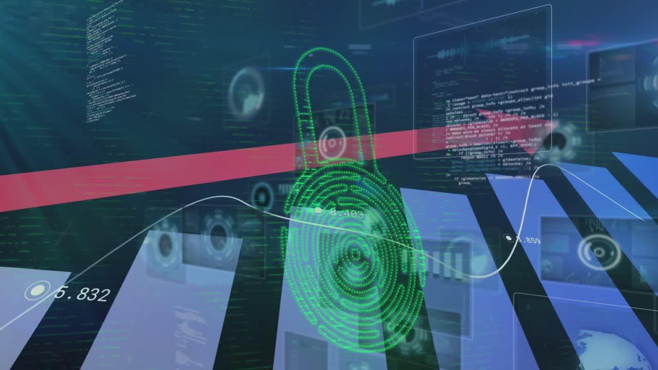 animación del procesamiento de datos a través de un candado digital
