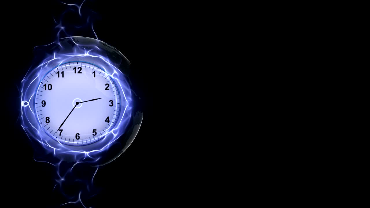 Clock in Fibers Ring Animation, Rendering, Background, Loop