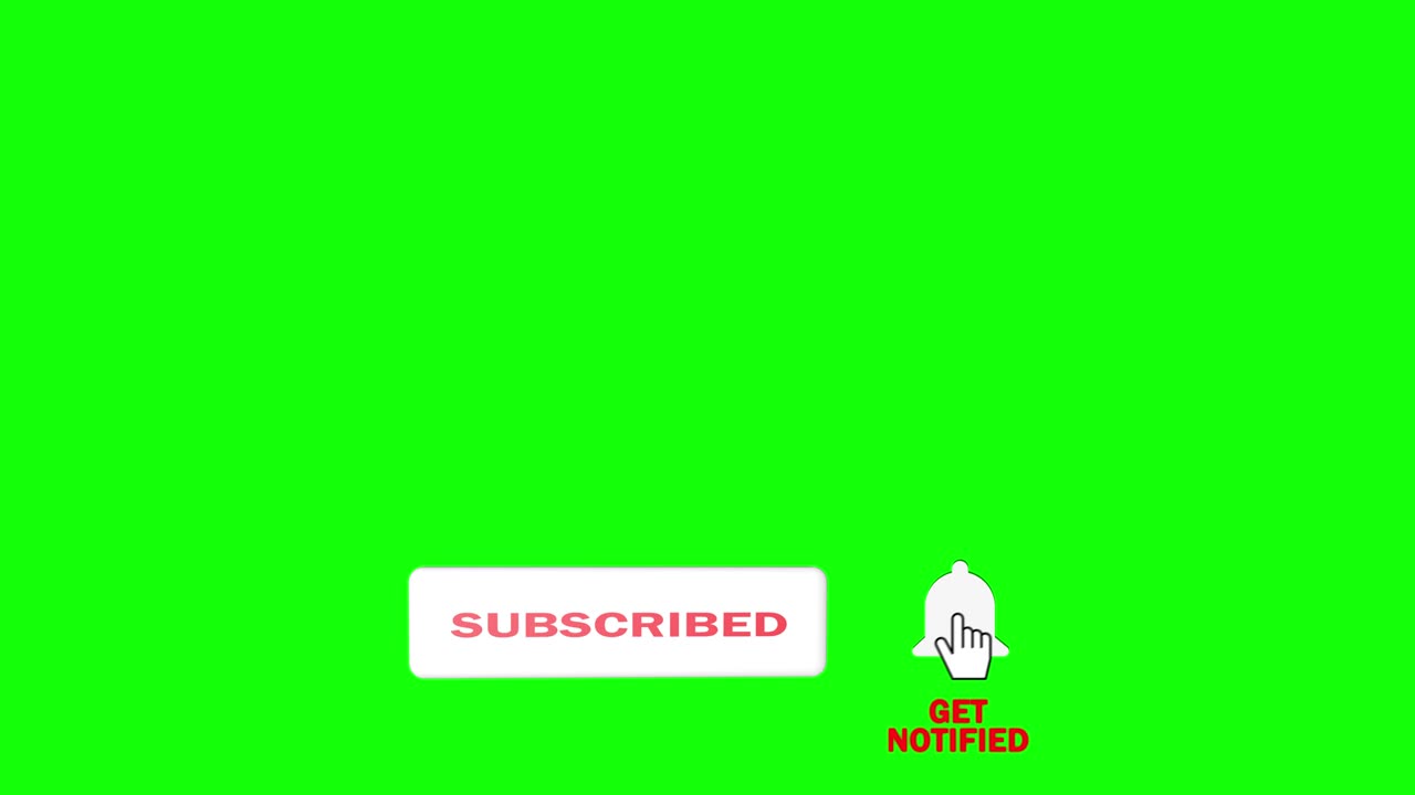 Editorial Footage: Animation of a Subscribe and Notification Button for Youtube motion graphics. Green screen