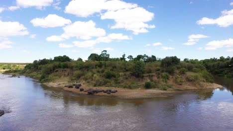 Hippo-Herd-on-lake-in-Kenya,-Africa