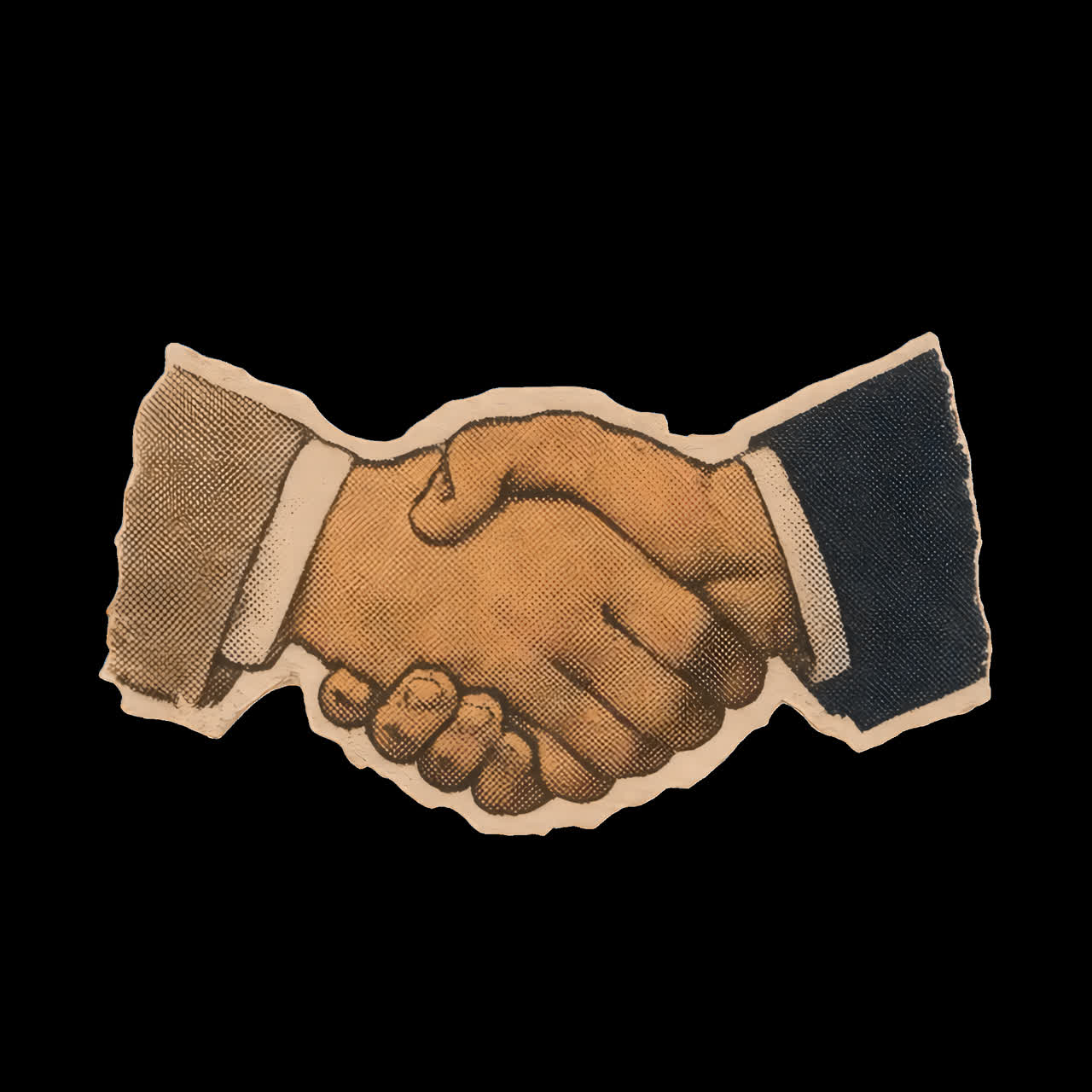Vintage håndtryk aftale symbol animation isoleret aktiv, transparent 4K-video, alfakanal