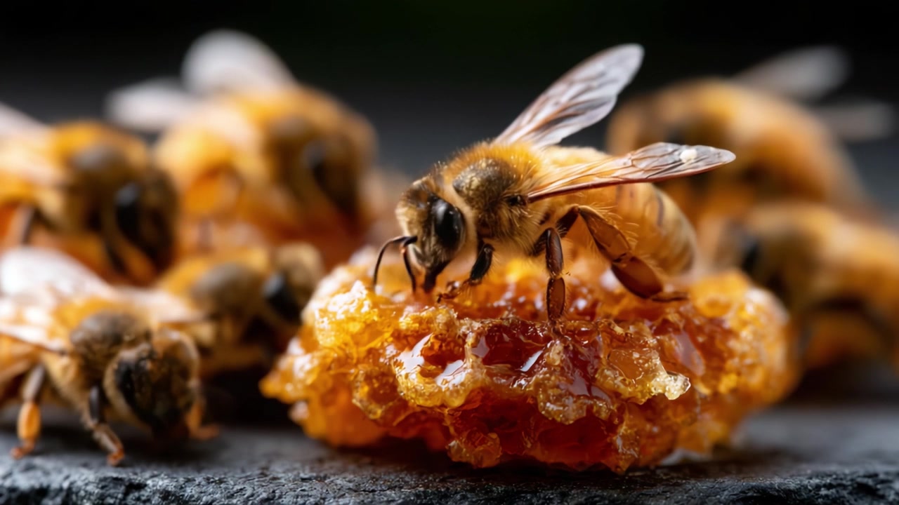 Una mirada de cerca a las abejas recolectando miel: El fascinante mundo de los polinizadores en acción en medio de su cosecha dorada.
