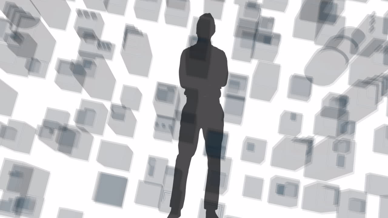 ⁇  배경 에 움직이는 사람 의 그림자 와 블록 의 애니메이션