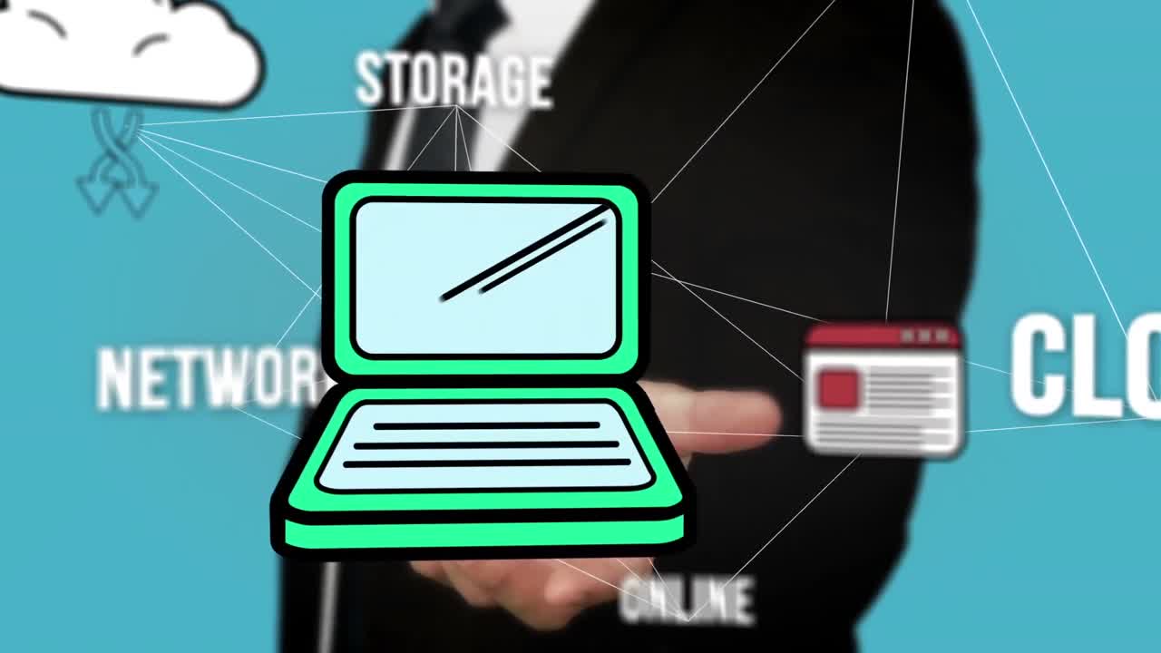 태블릿을 사용하여 홀로그램을 보는 사업가