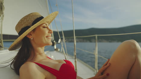 woman relaxing on a yacht