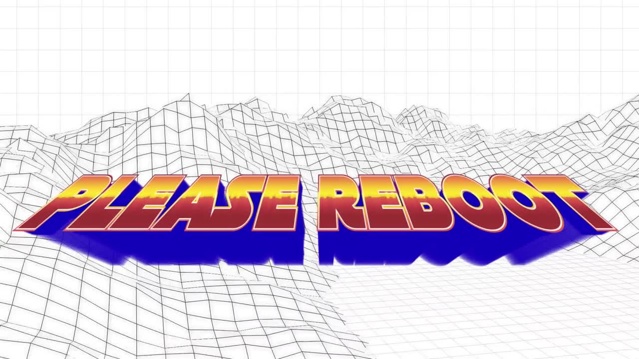 메타버스 배경에서 빨간색과 파란색 글자로 다시 시작하십시오 텍스트의 애니메이션