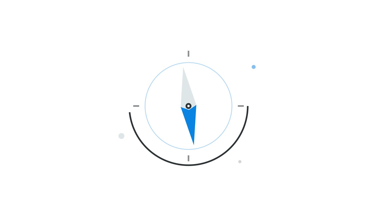 Animated Compass Needle Rotating on White Background