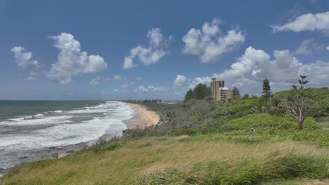 Sweeping view of a beautiful sandy beach from a view point in Australia