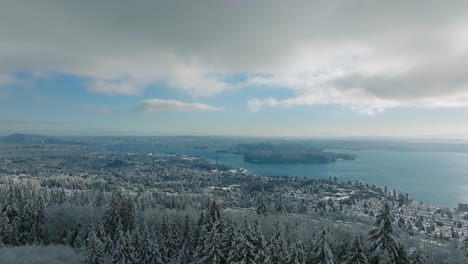stunning vancouver forest covered in snow with the distant city views