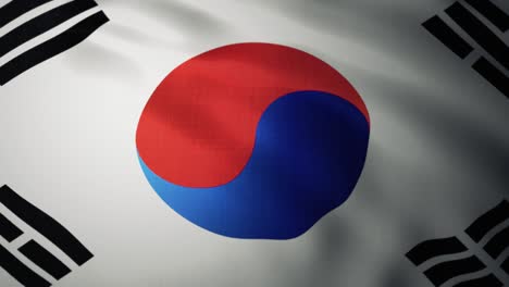 cerca de la bandera de corea del sur ondeando en el viento. animación realista del fondo de la bandera 4k