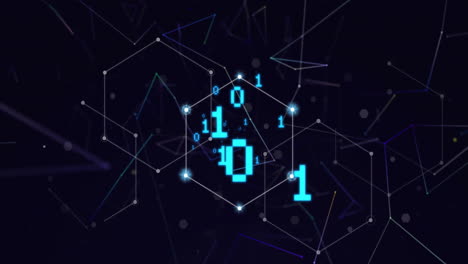 animation of binary coding and shapes on black background