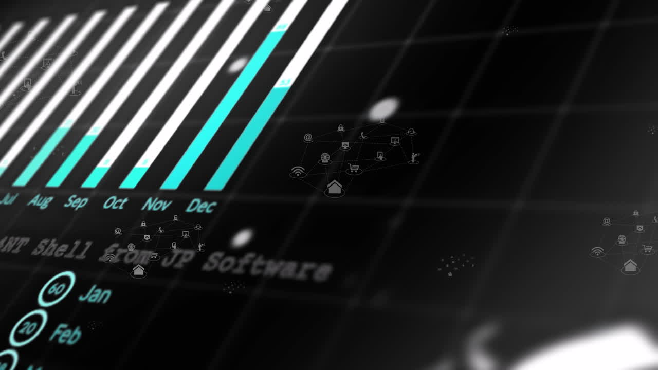 animación del procesamiento de datos sobre un fondo negro