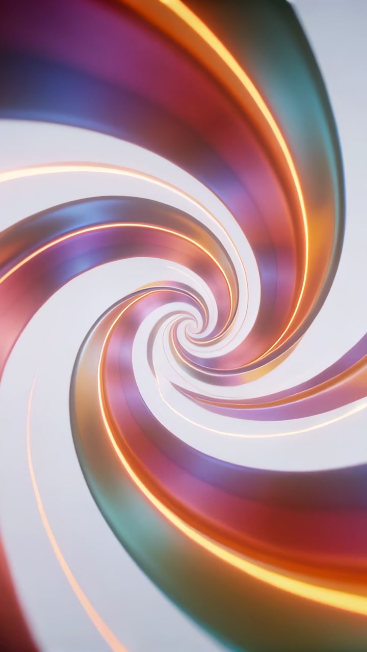 Vertical video: Starting playback, spiral vortex rotating in studio, adding depth with orange glow