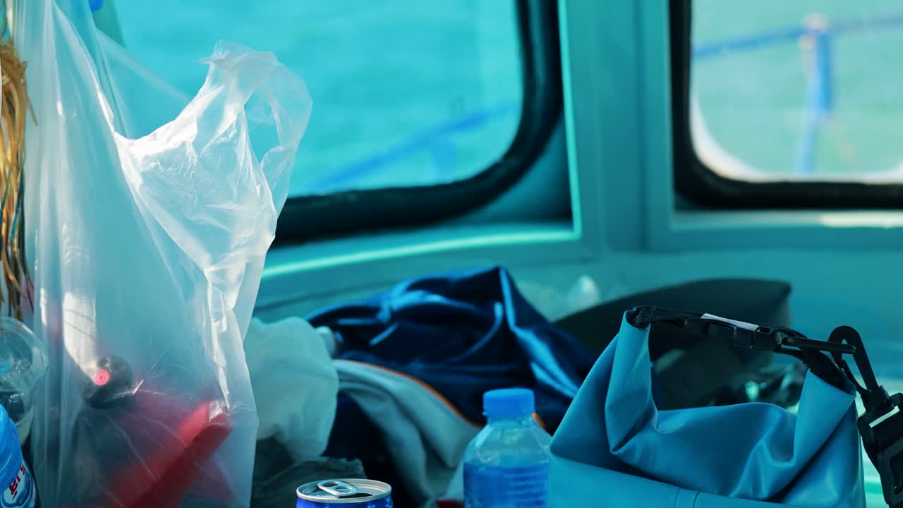 Boat Interior with Various Items