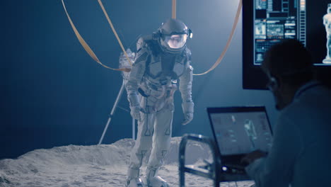 astronaut training simulation in lunar environment