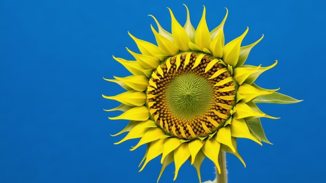 Blooming Sunflower Against Blue Background