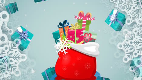 Animación-De-Regalos-Cayendo-Sobre-La-Bolsa-De-Papá-Noel.