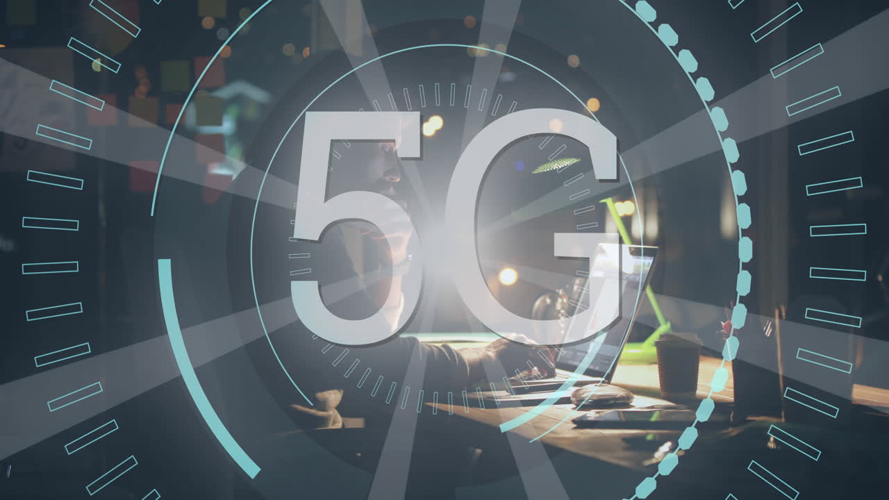 5g scritto nel mezzo di un cerchio futuristico 4k