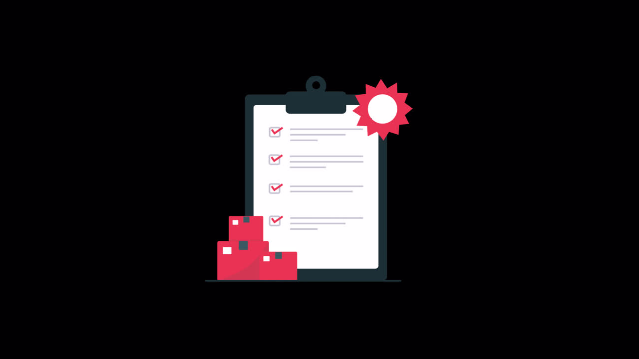Animated Checklist Completion with Approval Badge and Boxes