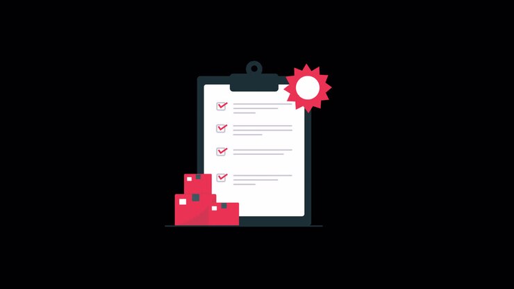 Animated Checklist Completion with Approval Badge and Boxes