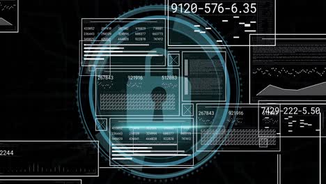 animación de la interfaz digital con procesamiento de datos sobre fondo negro