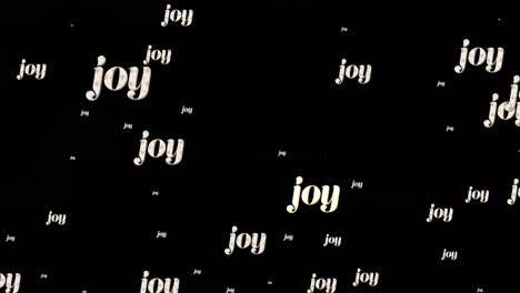 animation of joy text in repetition at christmas on black background