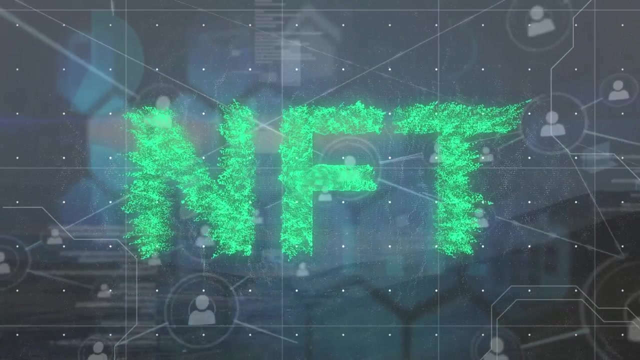 Animazione di una rete di connessioni su un filamento di DNA ed elaborazione dati su sfondo nero