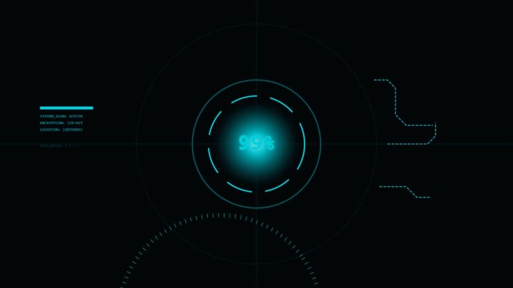 Digital Loading Progress Bar with Futuristic HUD Interface