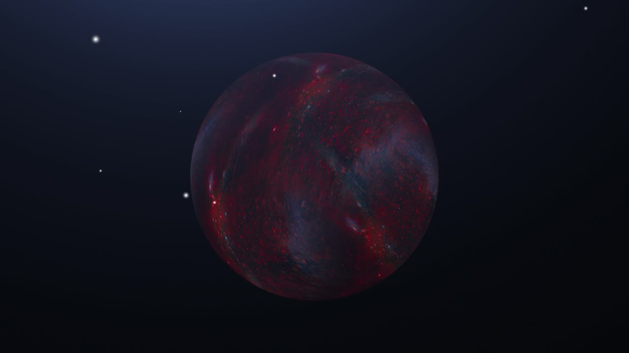 a red planet floating in the dark universe